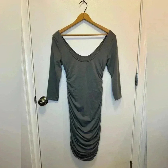 Anthropologie Threads 4 Thought grey fitted long sleeve midi dress size small - Picture 2 of 8